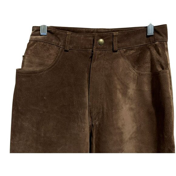 Vintage Bushwacker USA Womens Brown Suede Leather Pants Pockets Fully Lined Sz 6 - Picture 3 of 7